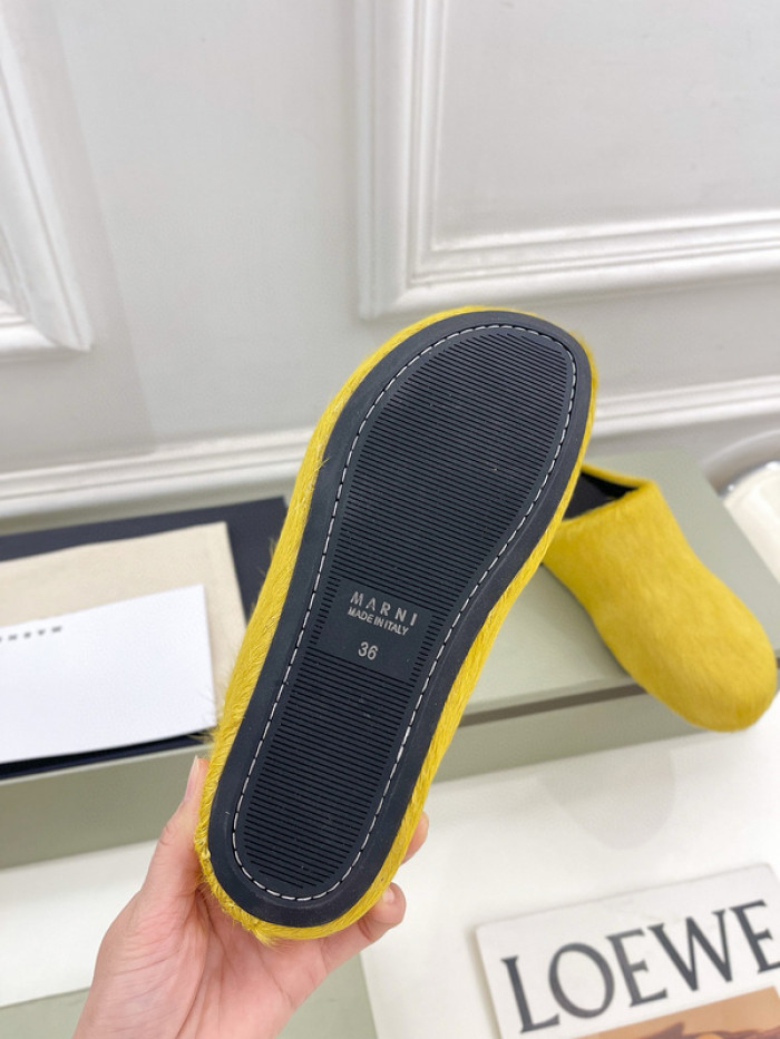 marni calf hair slippers