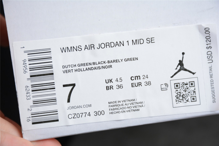 jordan 1 mid dutch green cz0774-300